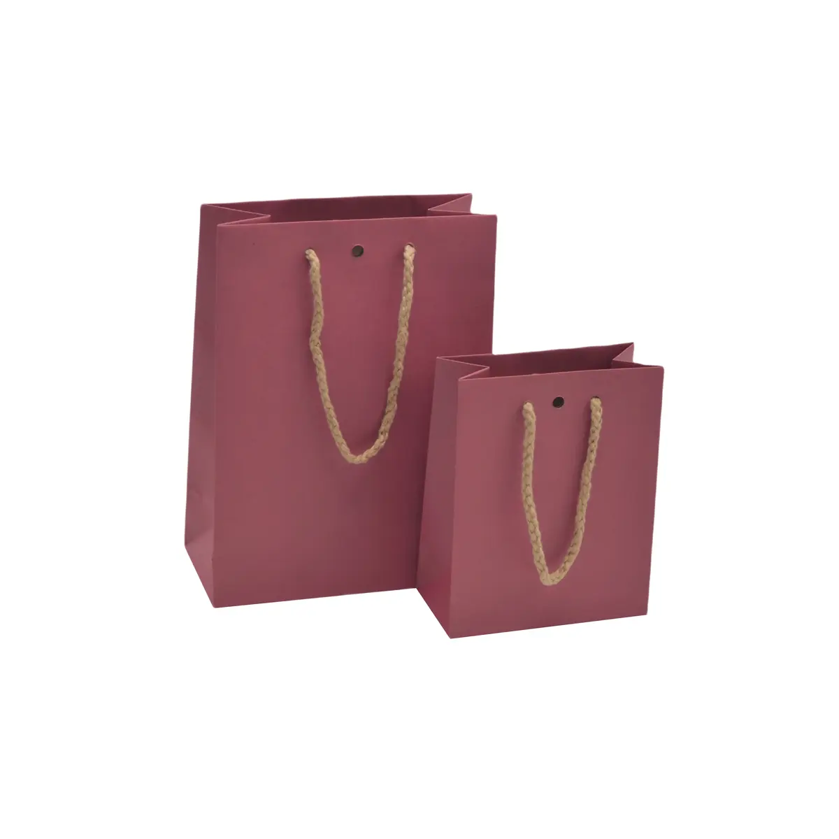 Sacs kraft luxe poignées cordelières - framboise - 12+6x15cm - Sacs kraft luxe-1